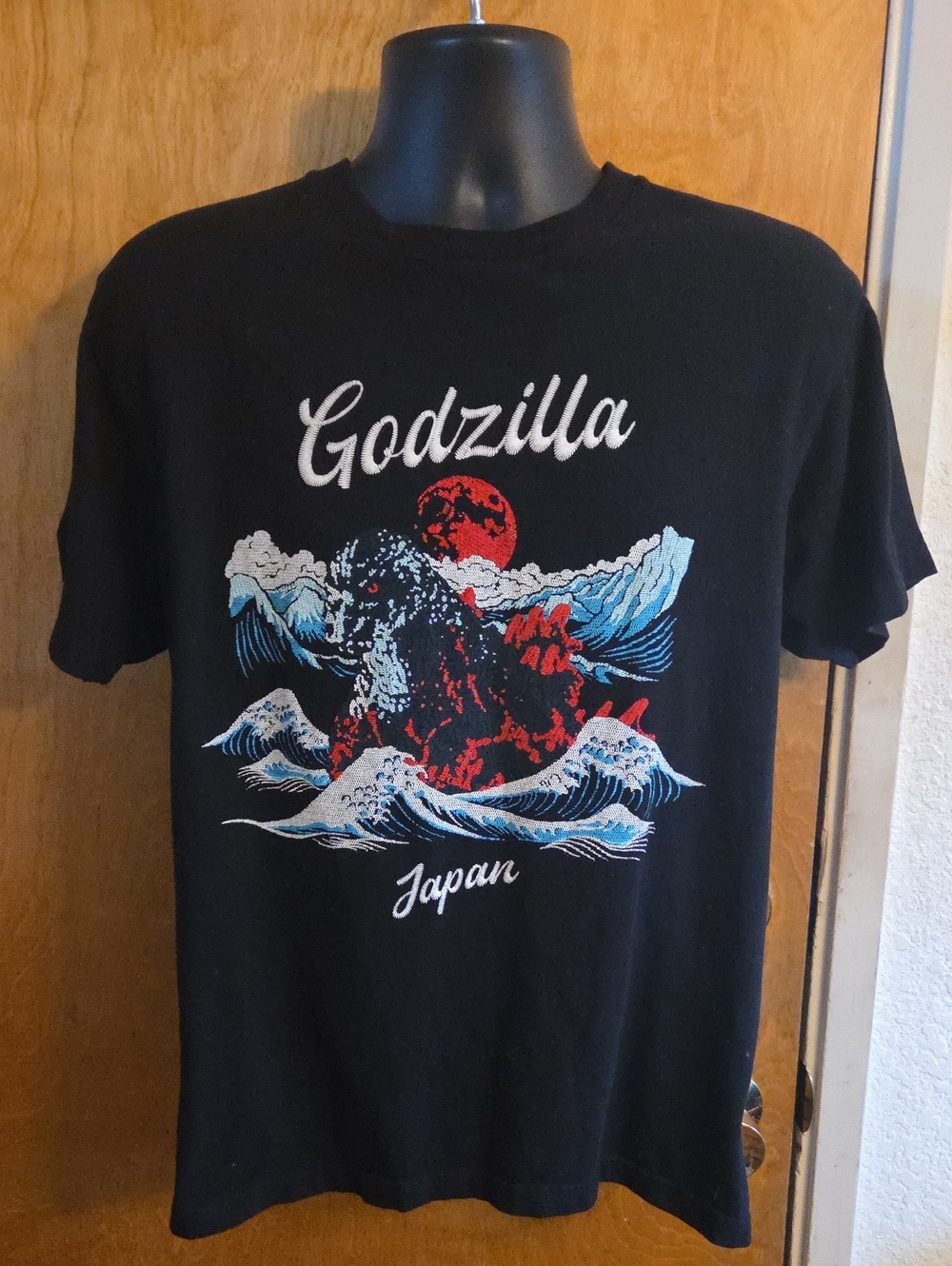 Godzilla T-Shirt Mens L Hokusai Mt Fuji Shin TOHO Minus One Large Japan Import
